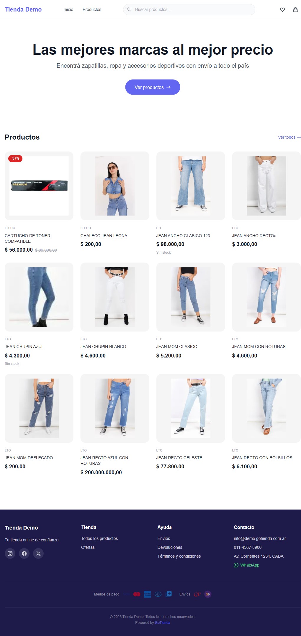 Tienda real construida con GoTienda, con catálogo y precios en vivo