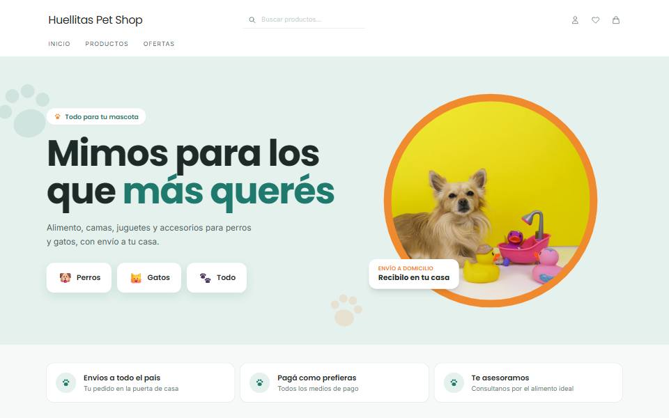 Tienda Huellitas Pet Shop con el diseño Paws de GoTienda