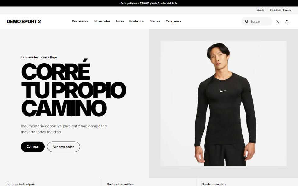 Tienda Demo Sport 2 con el diseño Sport 2 de GoTienda