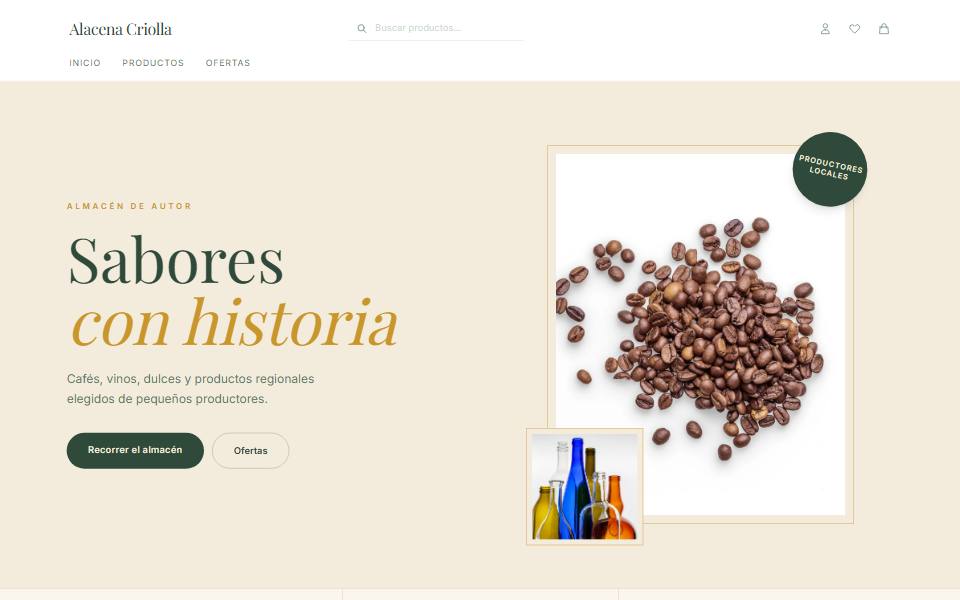 Tienda Alacena Criolla con el diseño Terroir de GoTienda