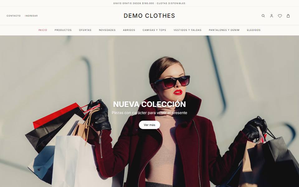 Tienda Demo Clothes con el diseño Vanguard de GoTienda