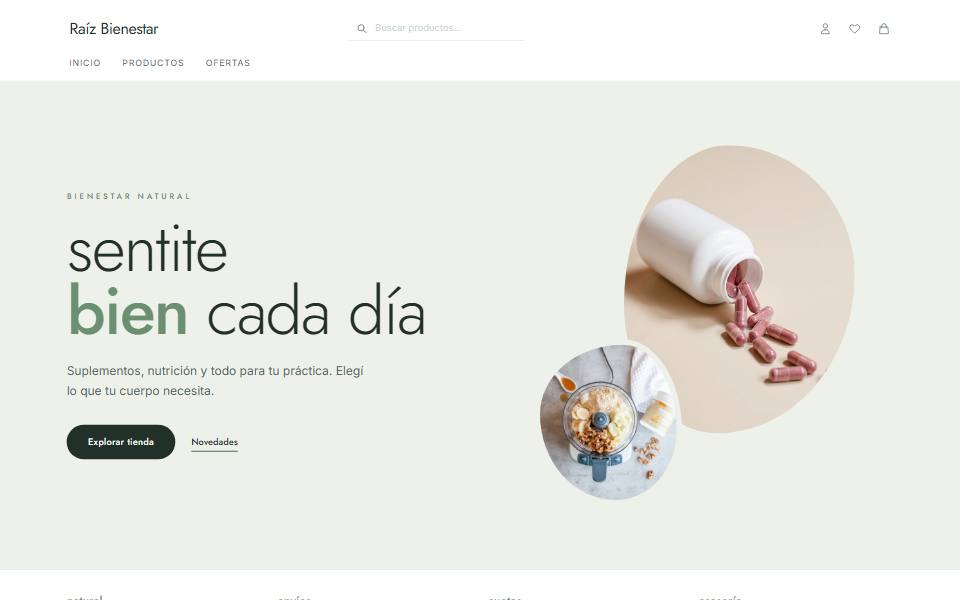 Tienda Raíz Bienestar con el diseño Vital de GoTienda
